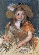 Mary Cassatt The girl holding the dog oil painting picture wholesale